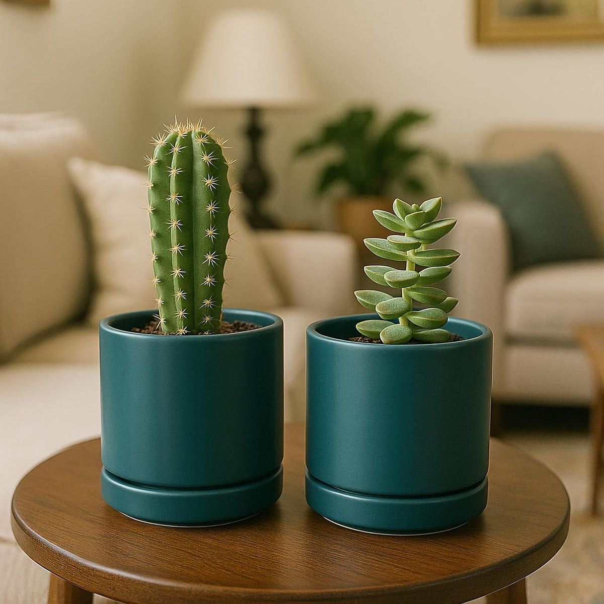 D'vine Dev Set of 4 Small Ceramic Plant Pots, 4.7 Inch Succulent Planter Pot for Plants with