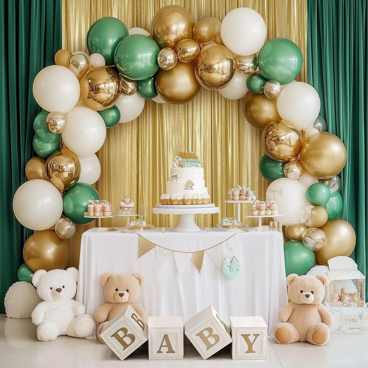 Outpain Thick 40 ft x 10 ft Gold Sequin Backdrop Curtain for Parties, Wrinkle Free Glitter Photo