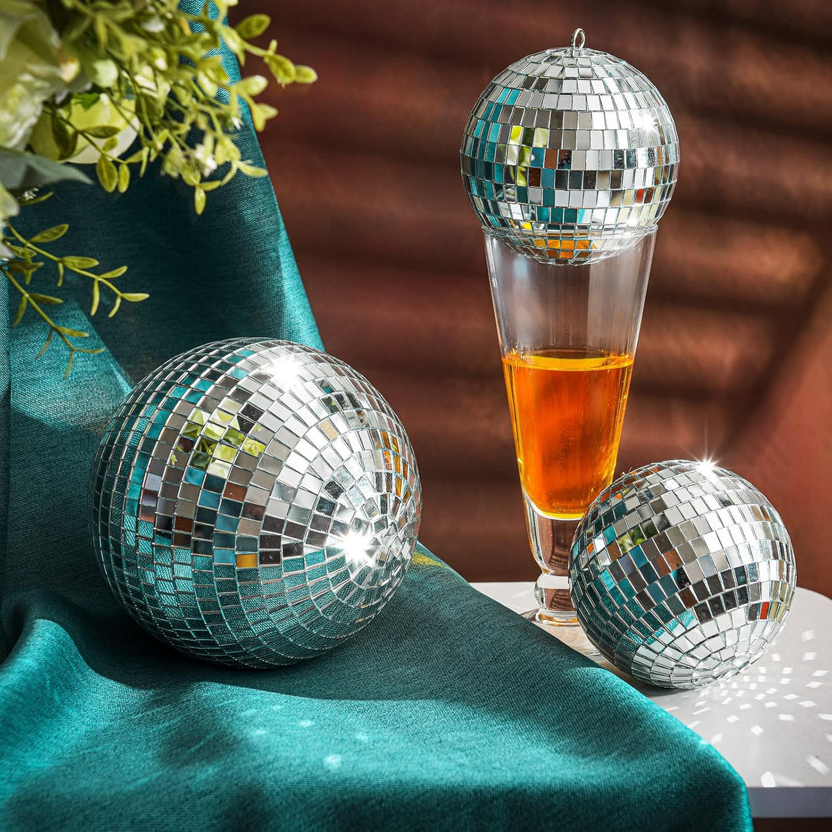 4 Pack Large Disco Ball Silver Hanging Disco Balls Reflective Mirror Ball Ornament for Party