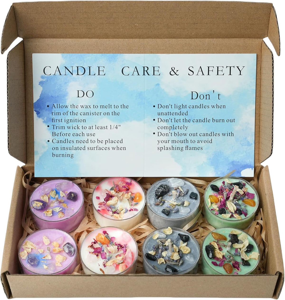 Tealight Soy Candles with Crystals And Herbs, Handmade Energy Candles, Healing Crystal Soy Candles
