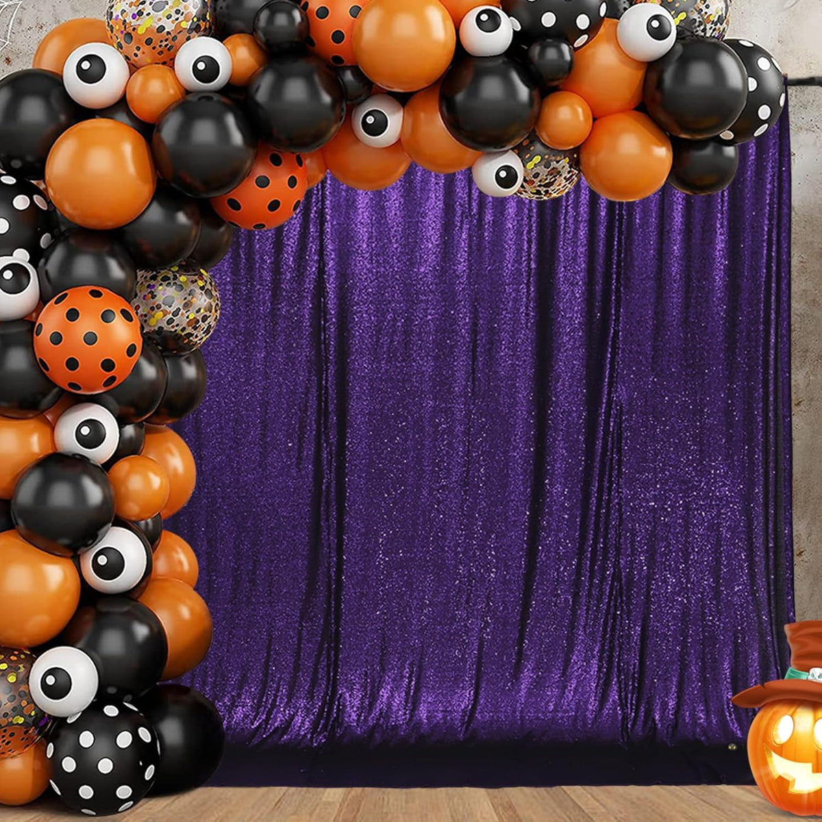 Eternal Beauty Purple Sequin Backdrop, 10x10 Ft Halloween Glitter Background Curtains for Shimmer