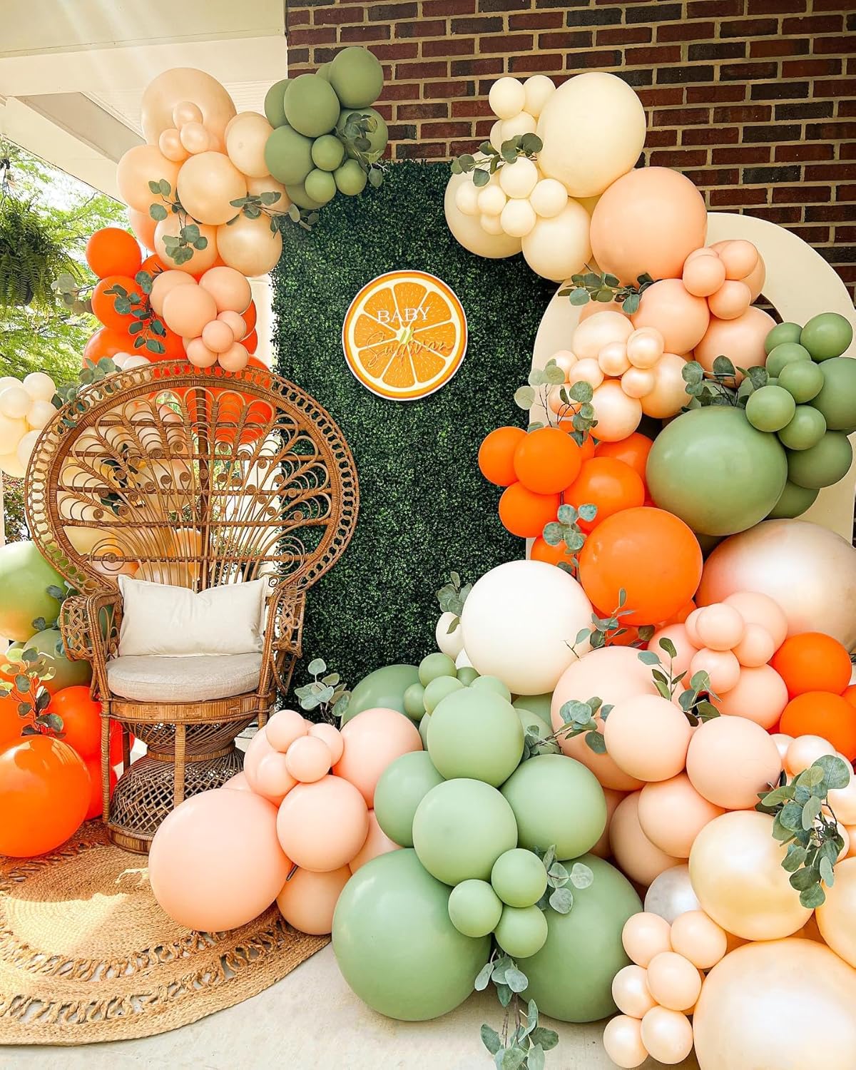 Sage Green and Orange Balloons, 12 Inch Green Brown Orange Balloons Olive Green Brown Beige Jungle