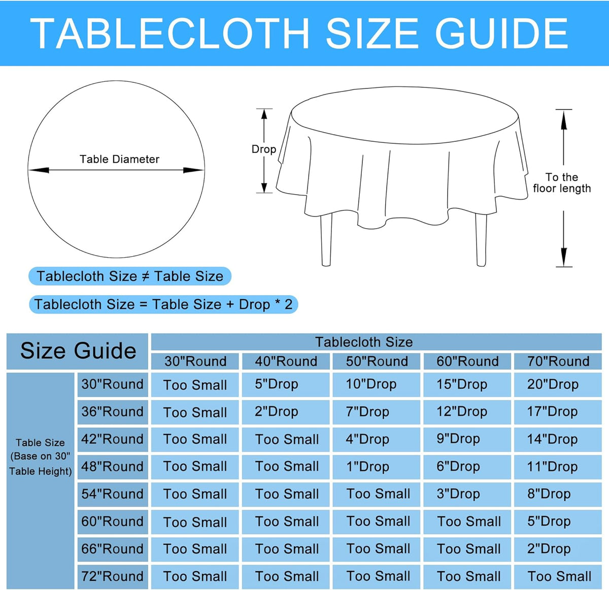 Hiasan Round Linen Tablecloth 50 Inch - Wrinkle and Stain Resistant Washable Polyester Fabric Table