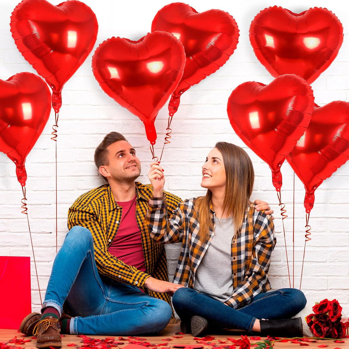 24 Pcs Red Heart Balloons,18 inch Heart Shape Foil Balloons Love Balloon Valentine Balloon for