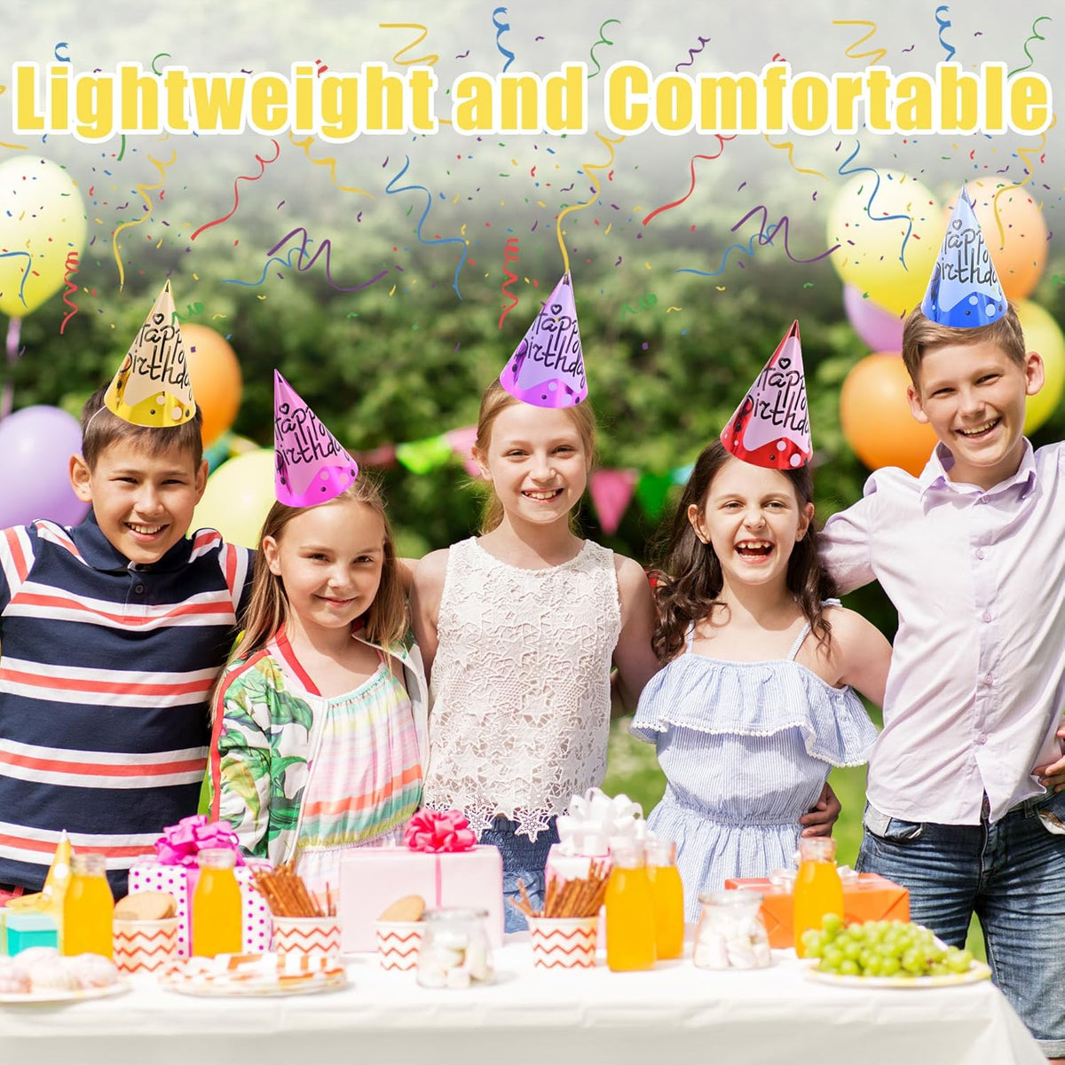 CANREVEL Party Hats for Kids and Adults, Birthday Party Headwear Supplies, Cone Hats Bulk for Girls