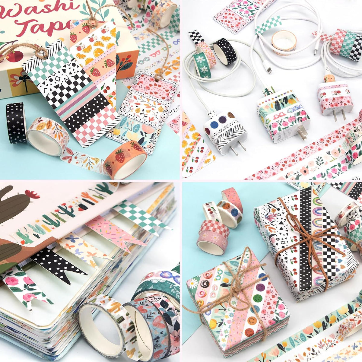 55 Rolls Holiday Washi Tape Set - Decorative Tape Seasonal Bohemian Colored Tape, Cute Washi Tapes