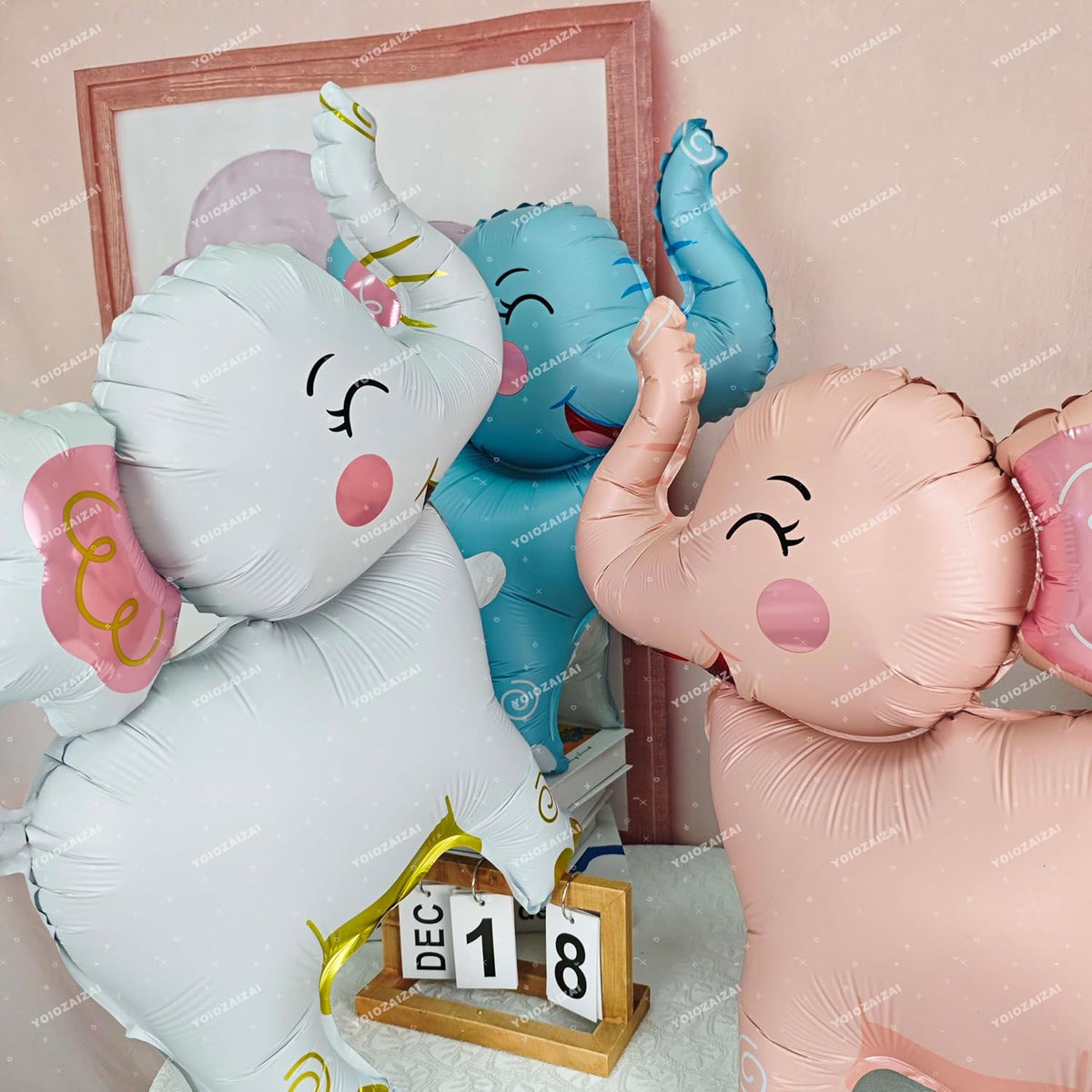 2PCS Matte self-standing elephant animal balloon 3D Jungle Large Elephant Foil Balloons For Kids