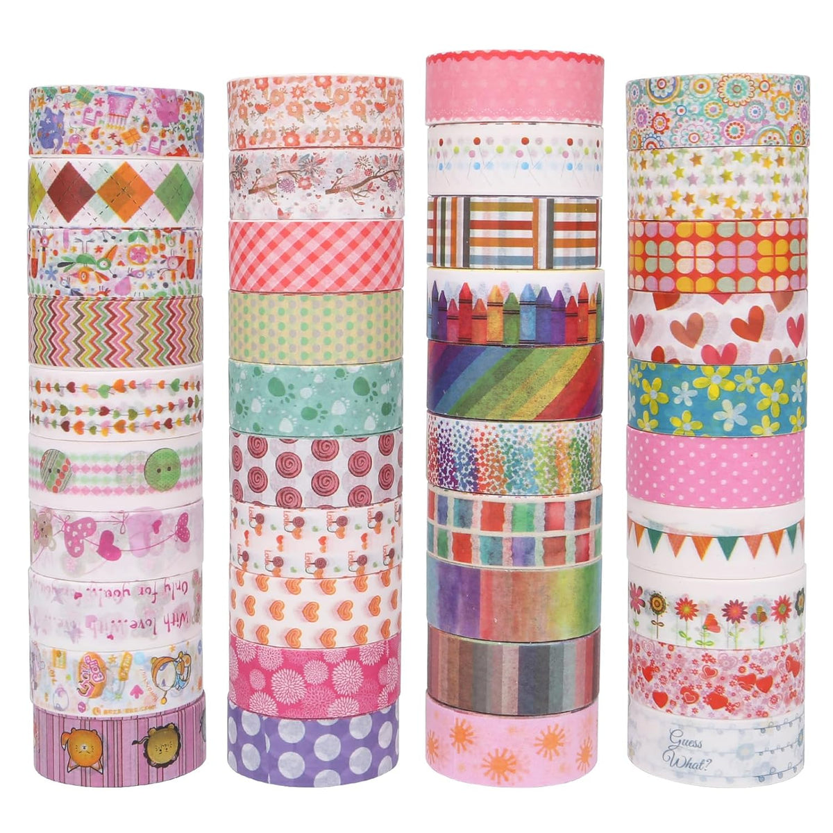 Washi Tape Set - 40 Rolls of 1.5cm Wide Decorative and Craft Tape for Scrapbooking and Bullet