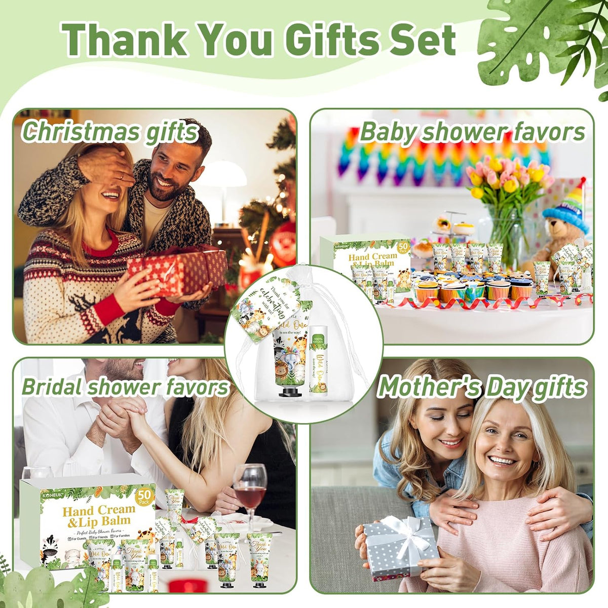 50 Pack Bulk Hand Cream and Bulk Lip Balm Gifts Sets, Baby Shower Favors and Bridal Shower Favors