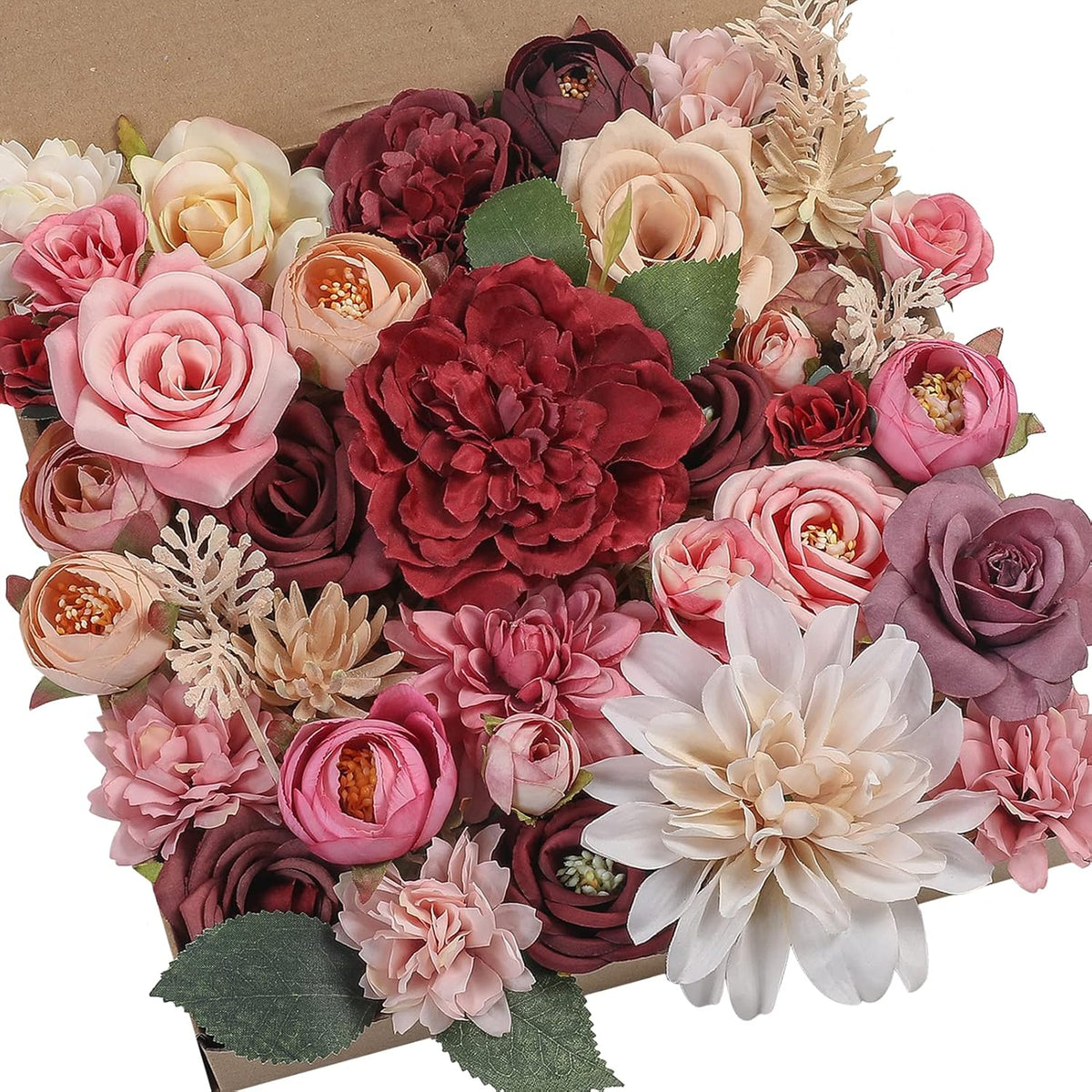 Serra Flora Artificial Flowers Combo Box Set Faux Flowers Bulk Flower Leaf with Stems for DIY