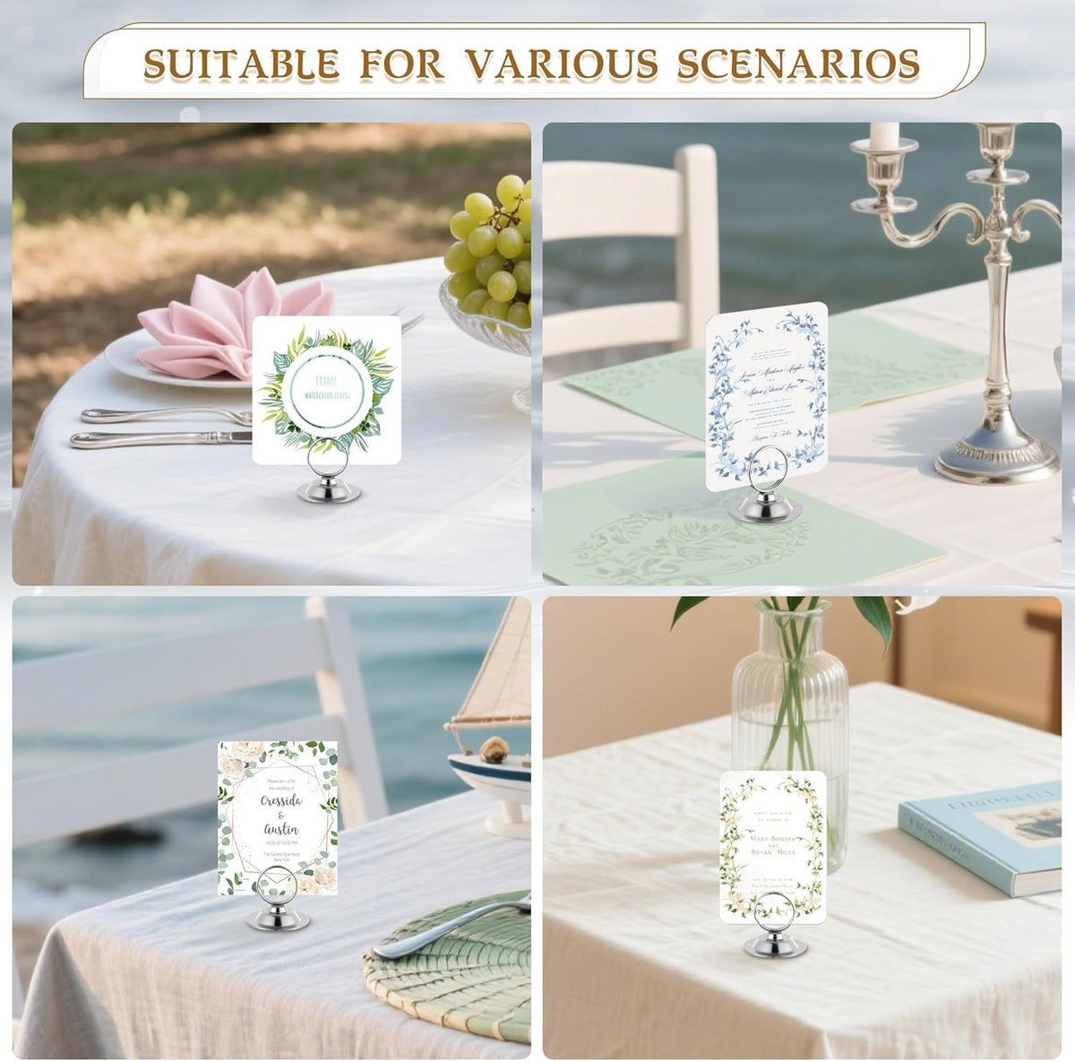 Urban Deco 16 PK Table Card Holder Place Card Holders Steel Card Holders for Photos, Food Signs