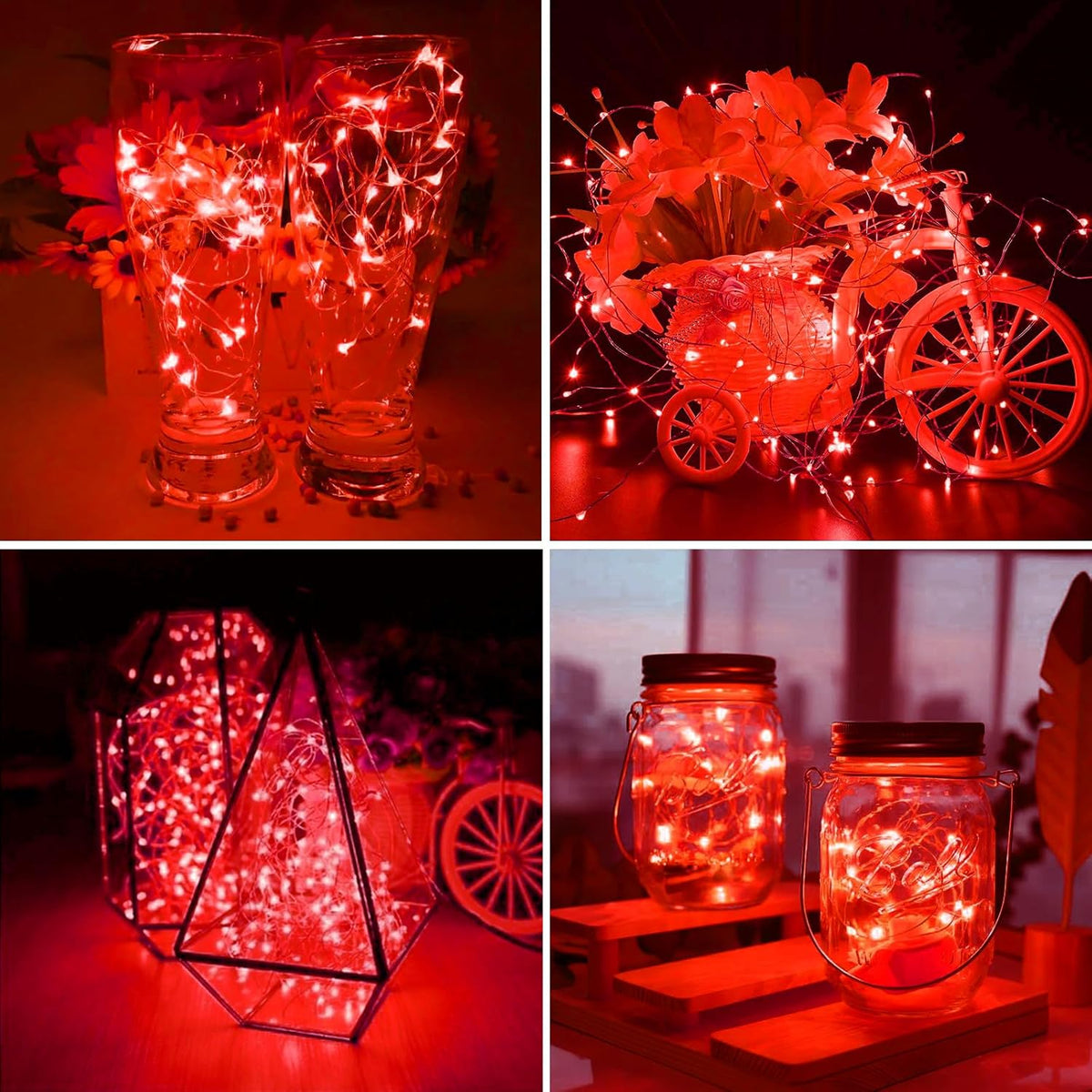 ZGWJ 8 Pack Fairy Lights Battery Operated, 7ft 20 Mini LED Fairy String Lights Silver Wire 3 Modes