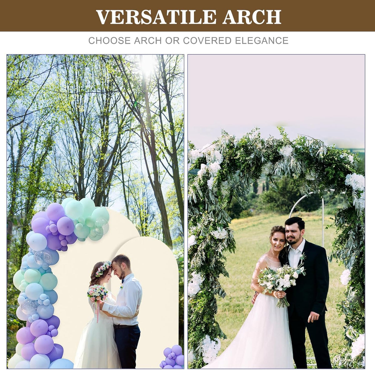 Wedding Arch Backdrop Stand and Cover Set(7.3FT,6FT)Set of 2,Metal Balloon Arch Stand Frame for