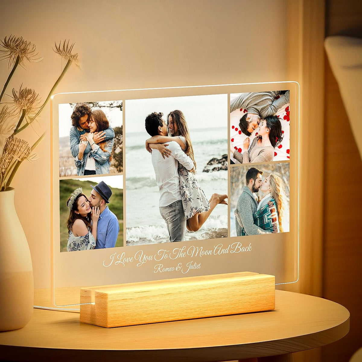Custom Picture Frames with Photo, Personalized Photo Frame with Night Light, Customized Picture