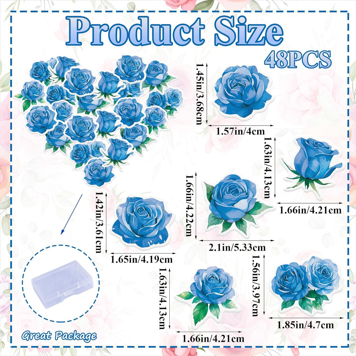 48PCS Edible Rose Flower Cupcake Toppers Wafer Paper Roses Decorations Flower Birthday Party