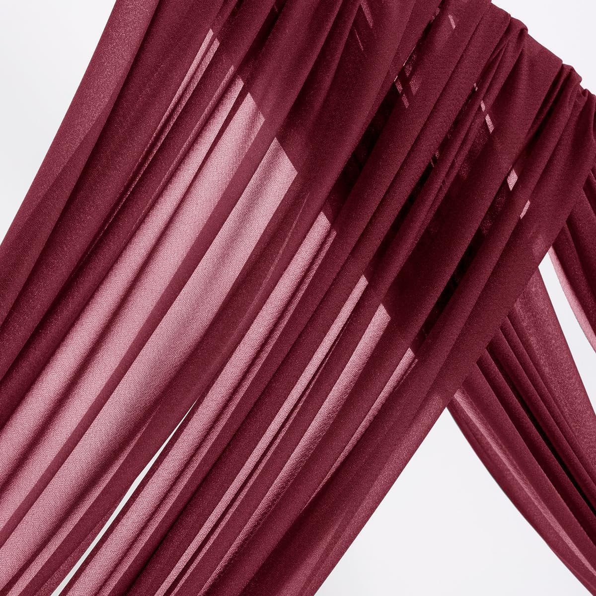 MLMW Christmas Wedding Arch Draping Fabric 2 Panels 29" x 20Ft Burgundy Sheer Wedding Arch Backdrop