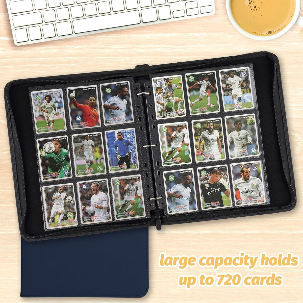Trading Card Binder, Card Collection Binder Album Folder with 720 Side Loading Pockets, 9 Pocket