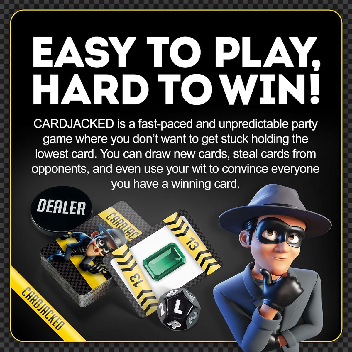 CARDJACKED Party Game – 4-10 Players, Ages 8+, 20+ Minutes – Family-Friendly Strategy for Kids