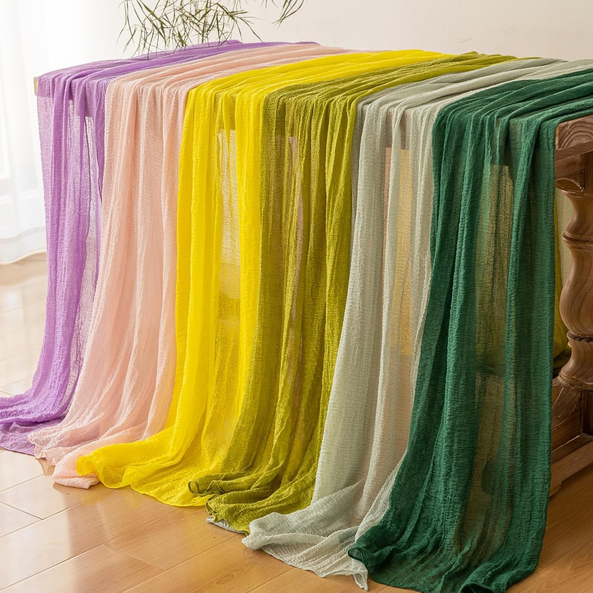 6pcs Lilac Gauze Rustic Cheesecloth Table Runner 120 Inch 10 FT for Wedding Baby Shower Bridal