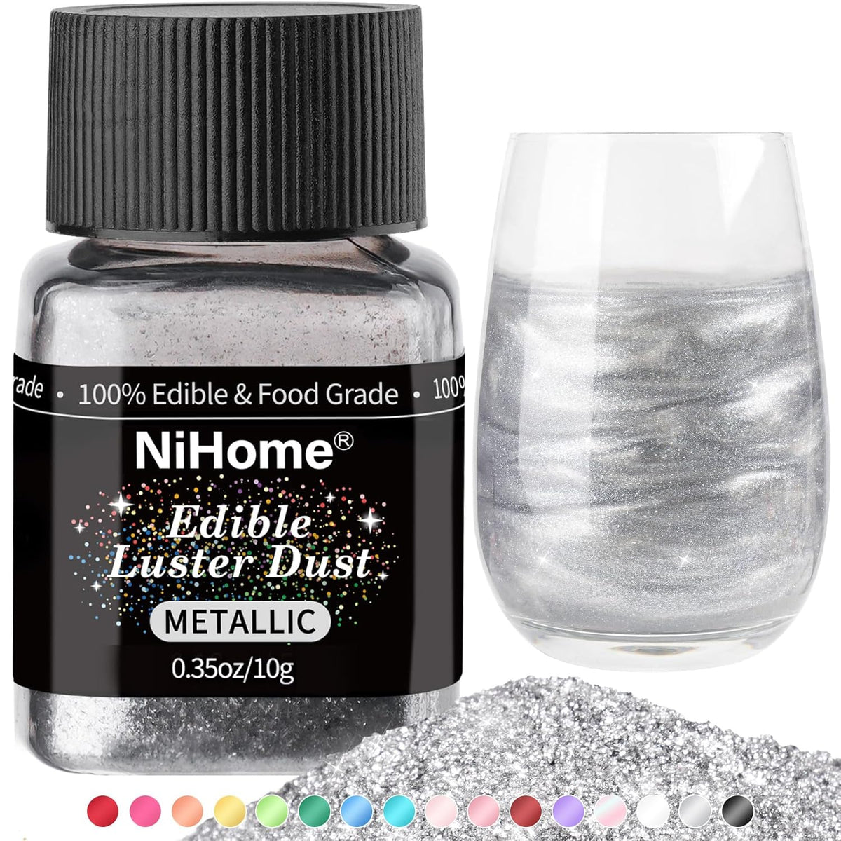 NiHome Edible Food-Grade Glitter Powder Glimmer Luster Dust Metallic Fancy Food Decorating Sprinkle