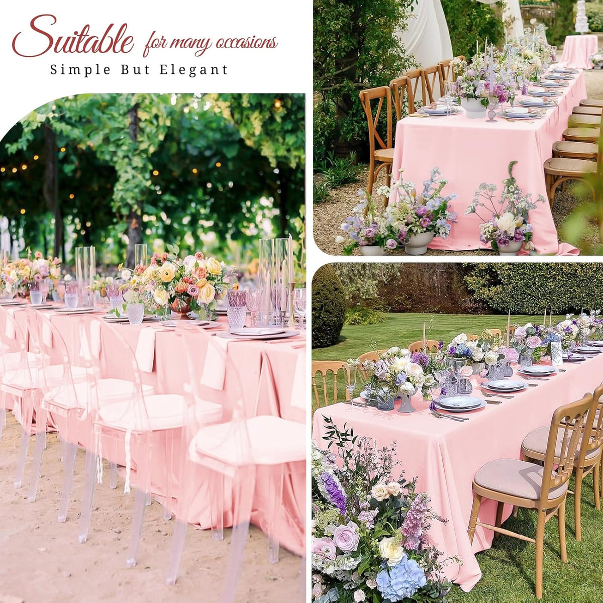 12 Pack Pink Tablecloths for Rectangle Tables 60 x 102 Inch Pink Polyester Tablecloth 6 Foot