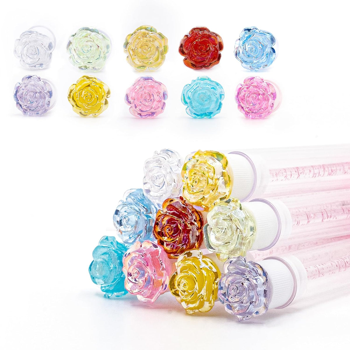 i-Laesh 10Pcs Diamond Disposable Mascara Wands with Tube - Spoolies for Eyelash Extensions