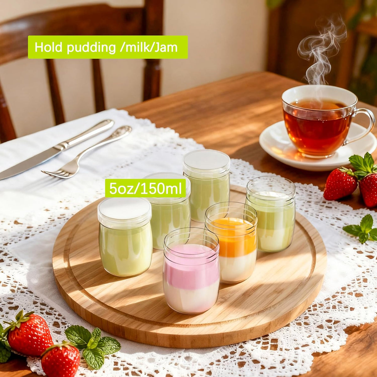 Mini Pudding Jars 82Pack, 5oz/150ml Plastic Favor Jar with Lids, Candy jars,Yogurt Containers with
