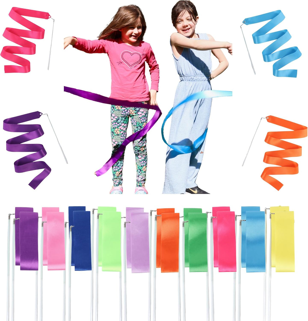 Ribbon Dancing Wands 20pcs Pack, Party Favor for Girls Birthday Party Supplies, Gymnastic Party
