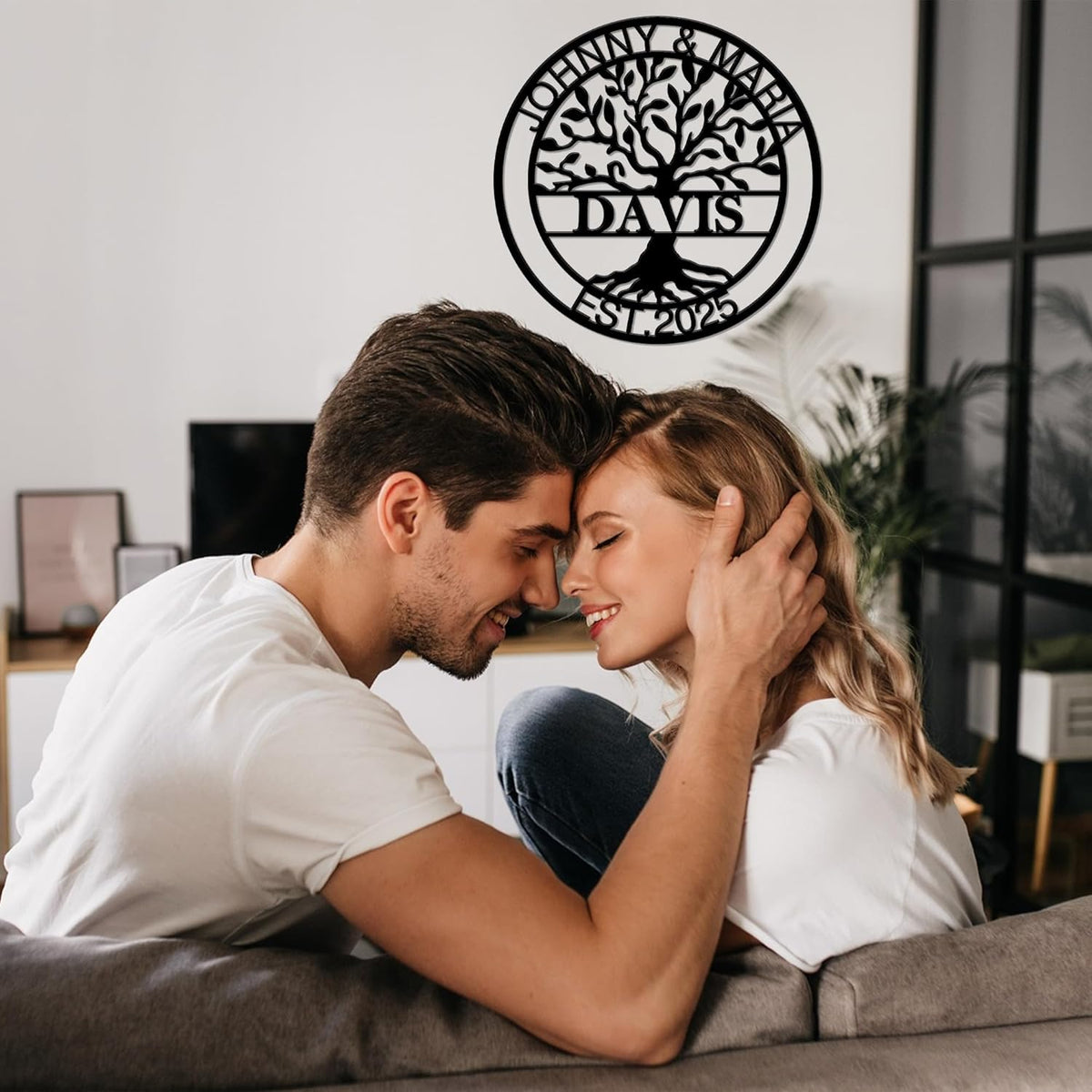 Personalized Wedding Gift for Couple, Custom Metal Tree of Life Wall Art Sign, Outdoor Monogram