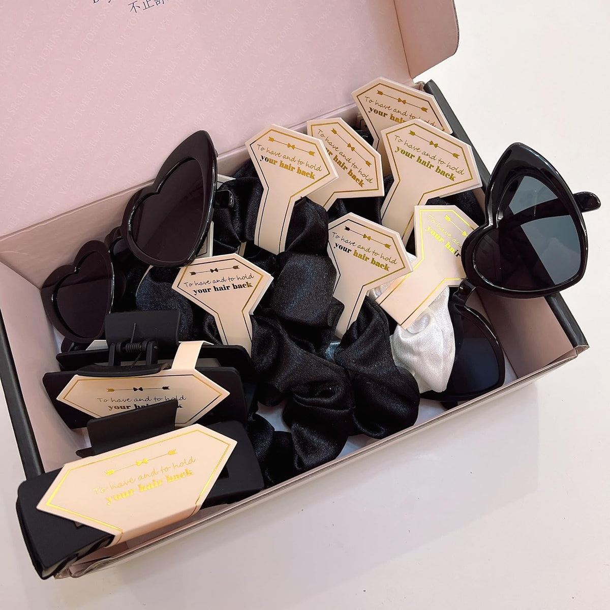 Bridesmaid Scrunchies Proposal Gifts Bachelorette Hair Claws Clips Girls heart sunglasses for