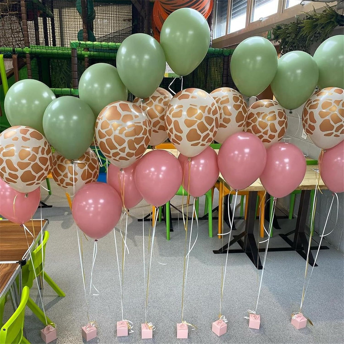 Pink Jungle Safari Balloons, 60PCS Sage Green Pastel Pink Gold Balloon, Light Pink Cream Beige