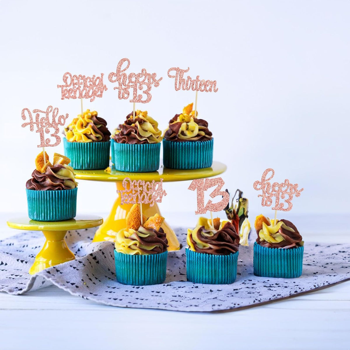 30Pcs 13th Birthday Cupcake Toppers Hello 13 Cupcake Picks Official Teenager Cheers to 13 Years Old