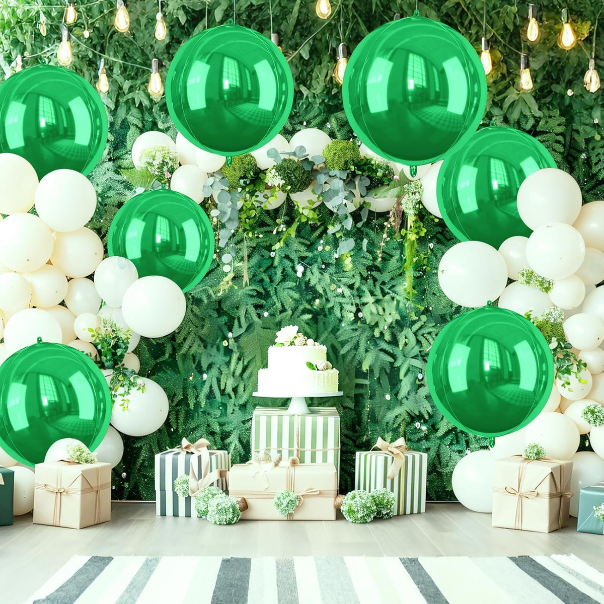 Green Foil Balloons, 6 Pcs Large Green Metallic Round Balloons, 22 Inch Big Round Foil Balloon for