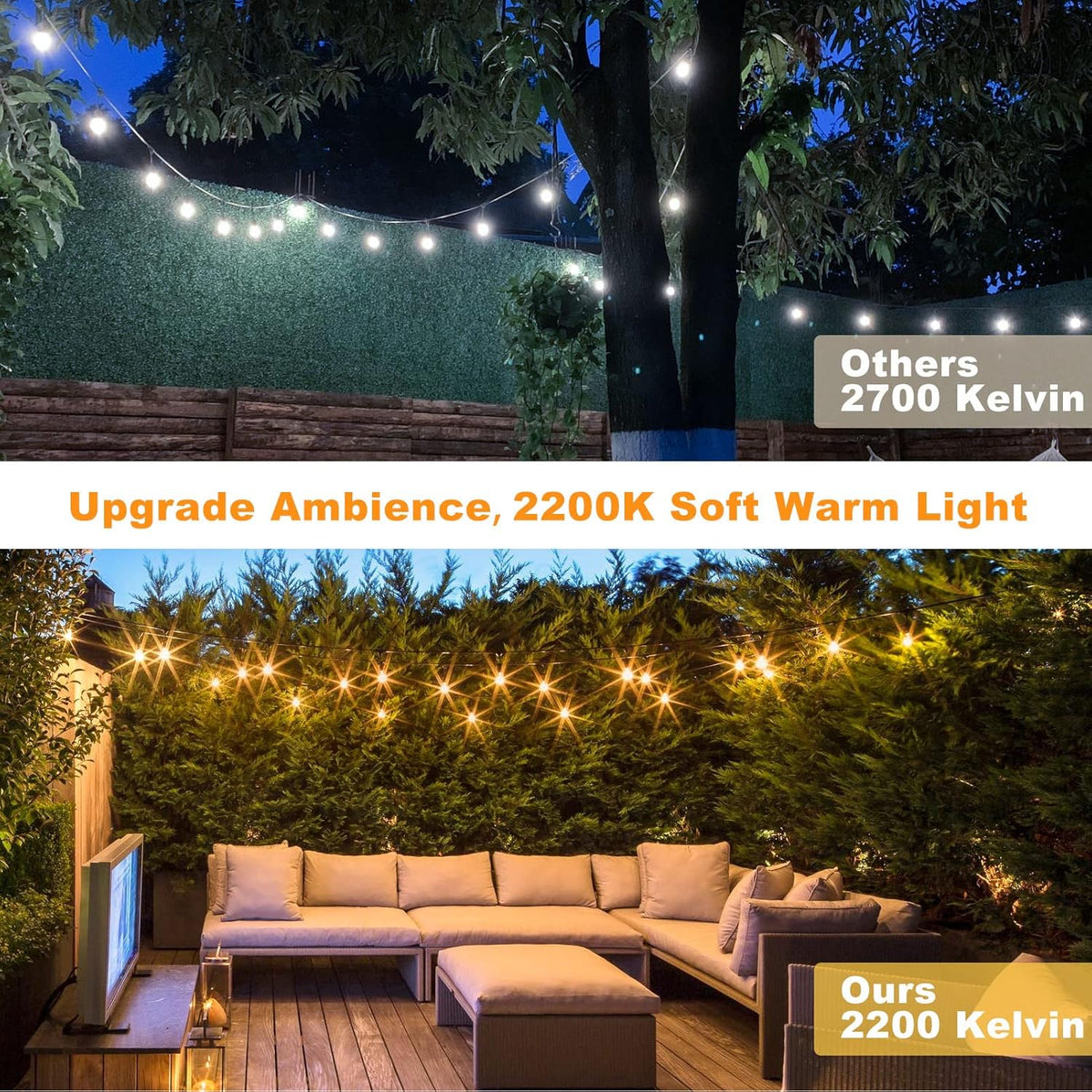 Achin Outdoor String Lights 150 Feet LED Waterproof Patio Lights with 50 Shatterproof Dimmable Warm
