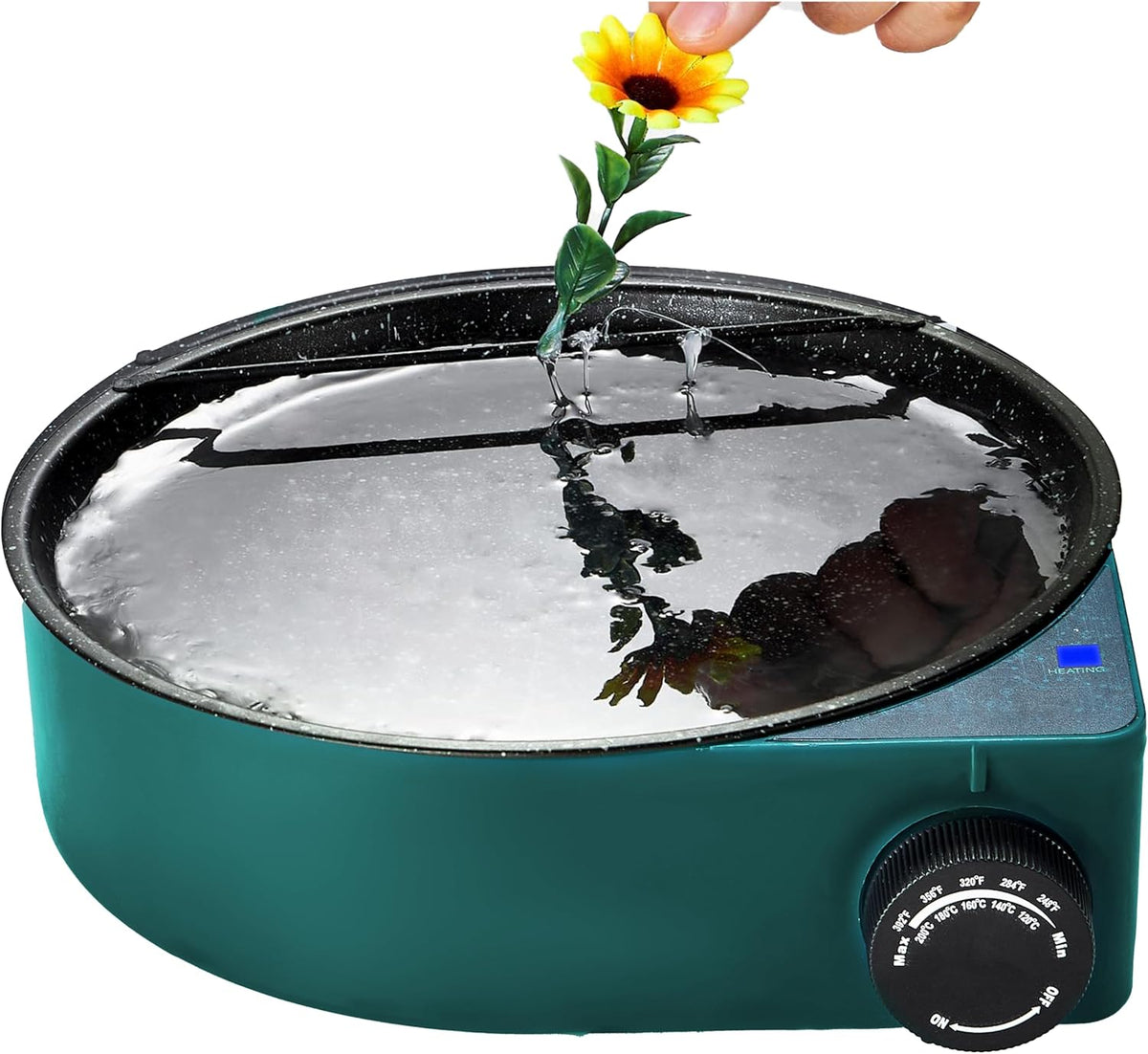 Floral Glue Pot Skillet for Crafts, Temperature Control Gage 212°F-392°F, 8.25in Diameter, Melting