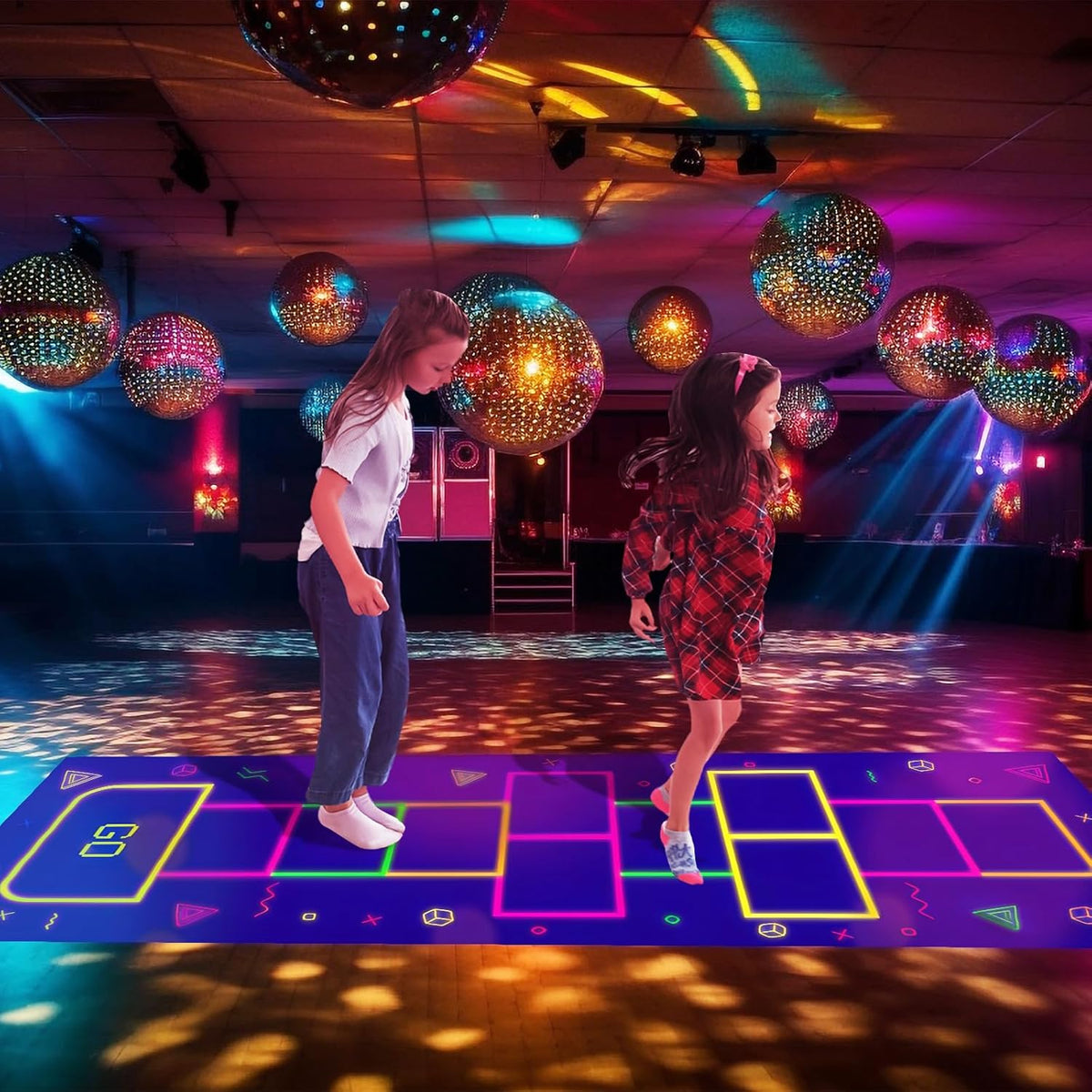 Haull 118 x 39 Inch Neon Light up Dance Floor Glow in The Dark Runner UV Reactive Blacklight Floor