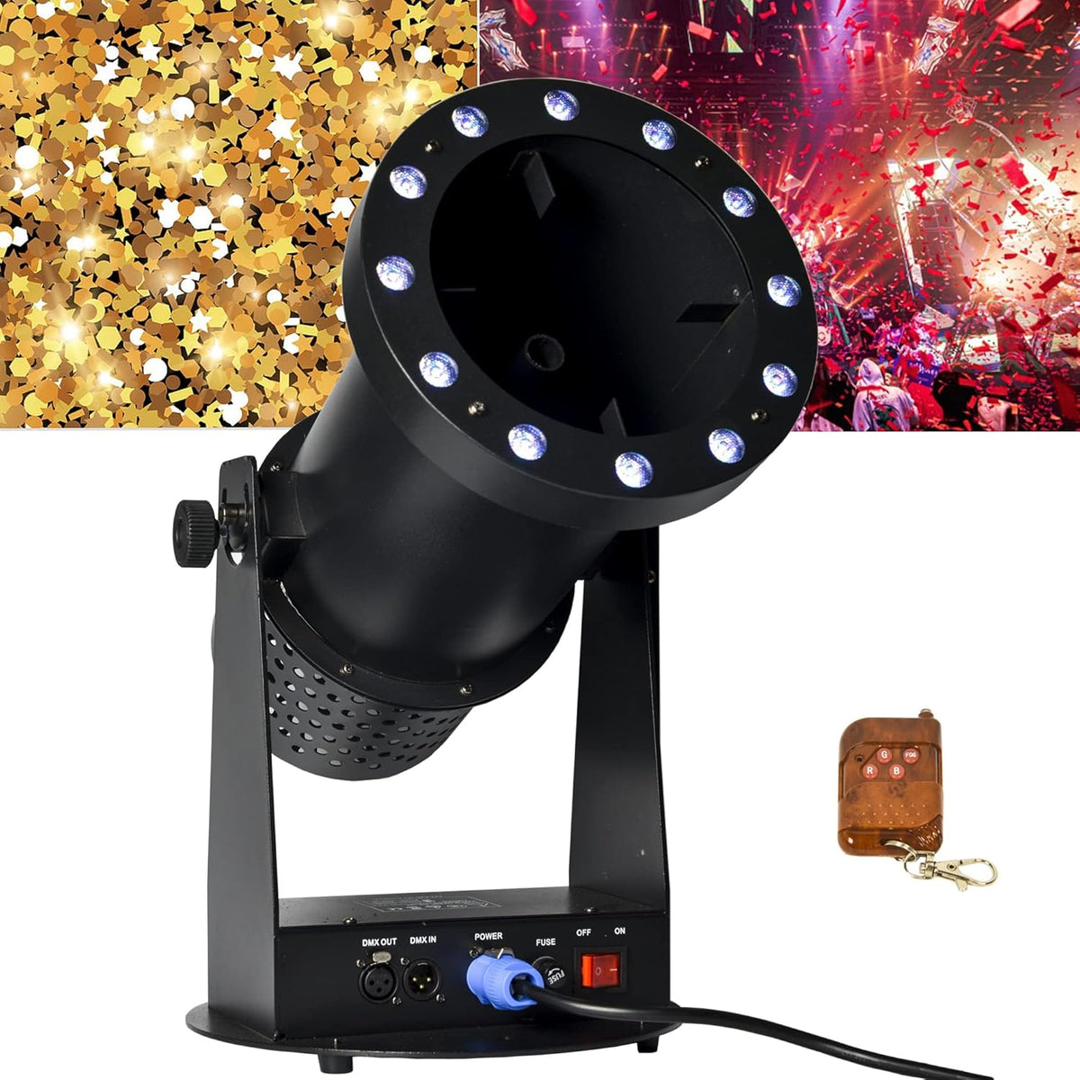 1500W Professional Confetti Machine RGB 12LEDs Cannon Machine Electric Confetti Launcher Confetti