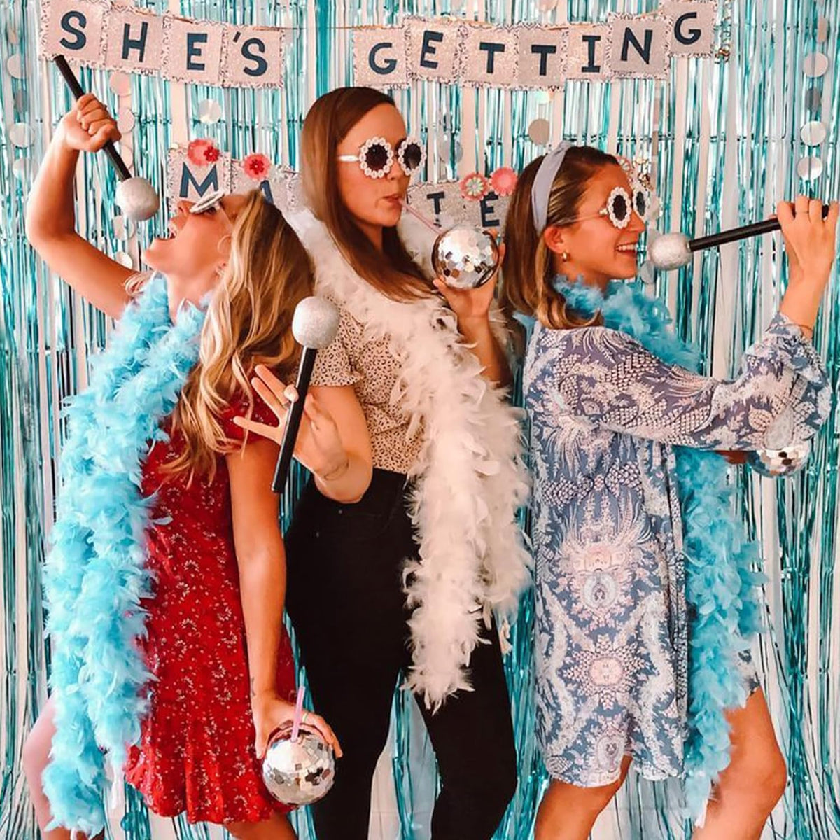 CANREVEL 2 Pack 3.3x8.2 Feet Light Blue Foil Fringe Backdrop Curtains, Tinsel Streamers Birthday