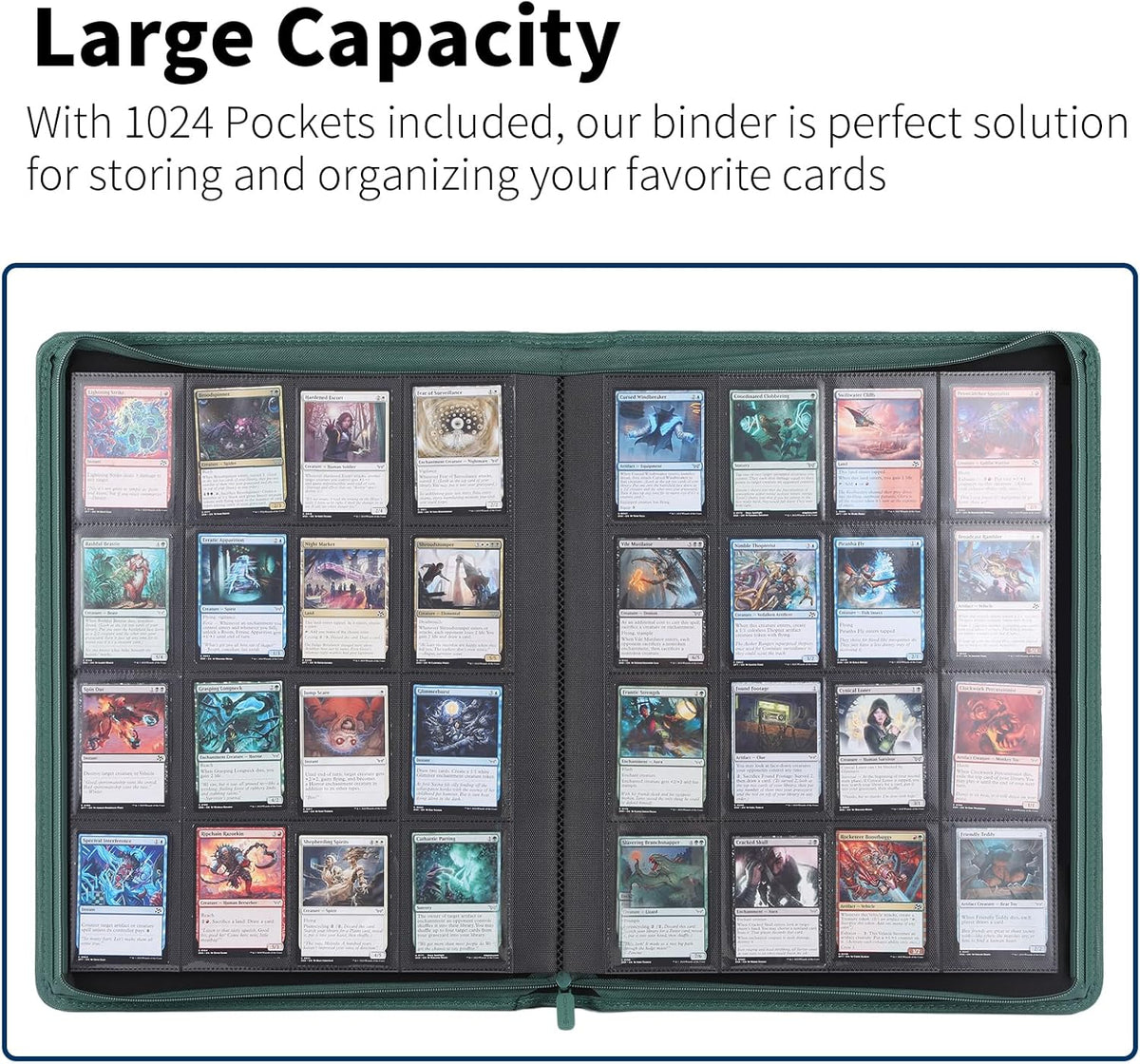 Snekdy premium 1024-pocket trading card binder, 16-pocket cards album, waterproof PU-leather Cover