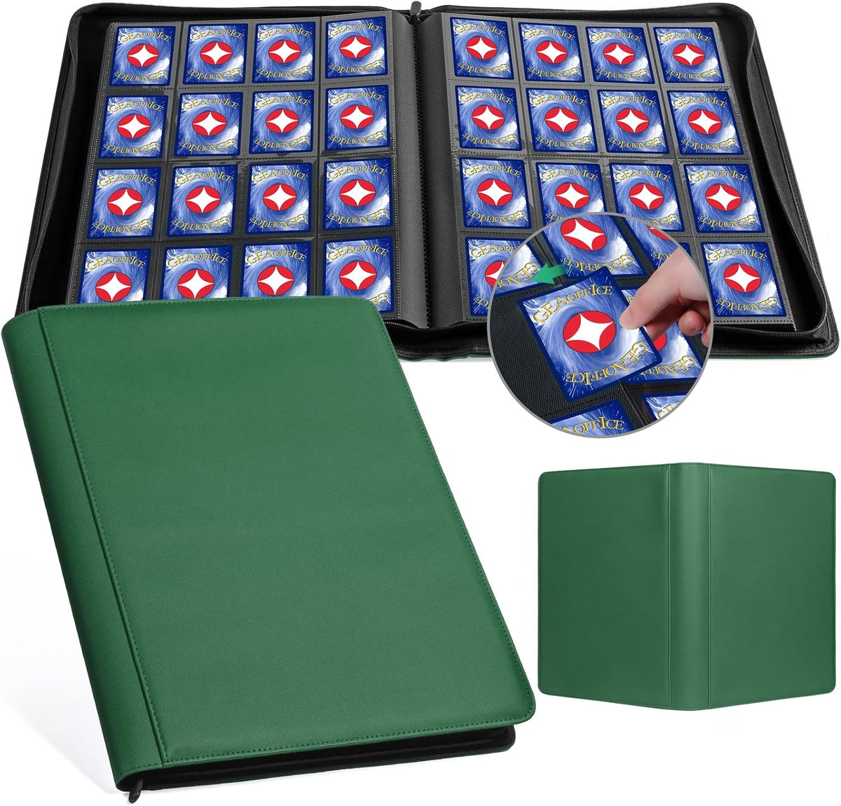 GEAoffice Premium 1000 Trading Card Binder, Large Side Loading 16 Pocket Card Collection Binder