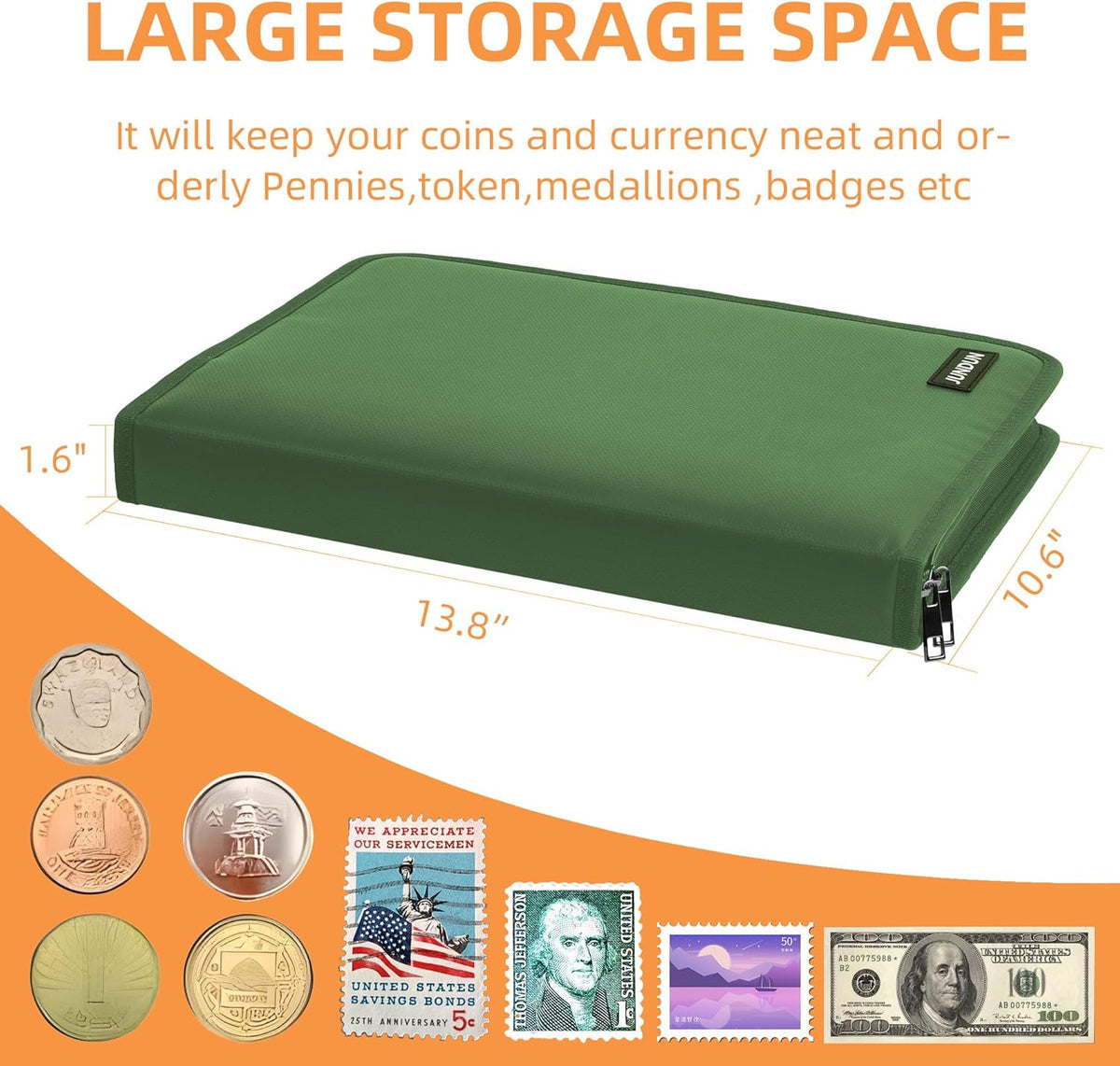 Coin Collection Book Holder for Collectors, 300 Pockets Fireproof Coins Collecting Album & 36