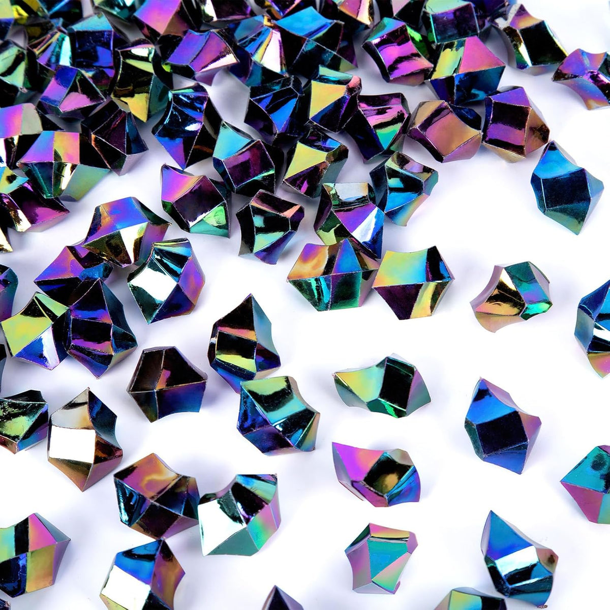 DomeStar 150PCS Iridescent Black Fake Ice, 2.5Cups Acrylic Gems Crystals Black Purple Rocks