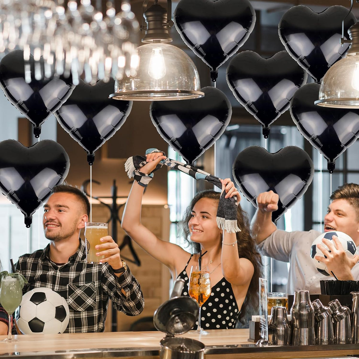Black Heart Balloons, 18 Inch Black Helium Heart Balloons, 12Pcs Large Black Heart Shape Mylar
