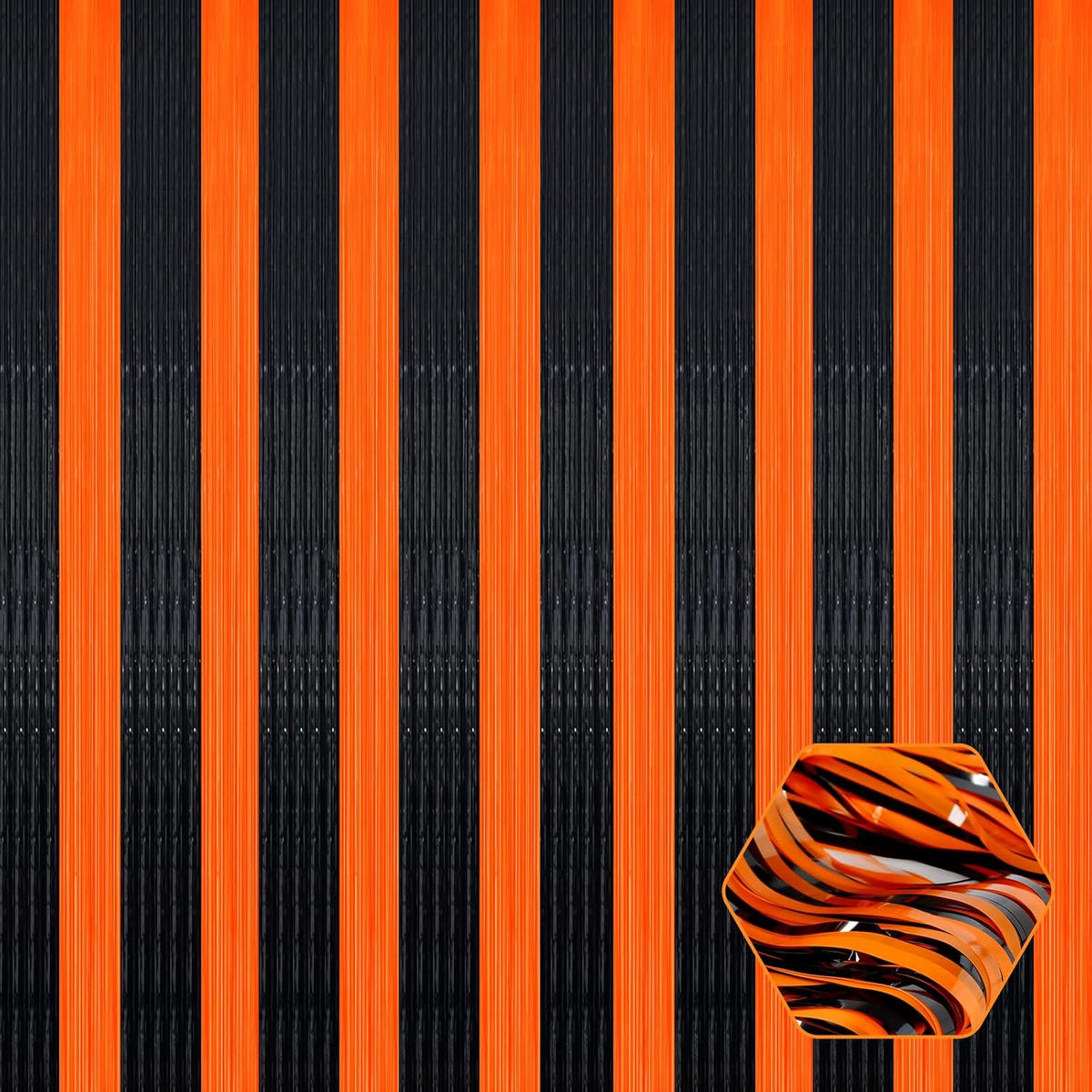 3 Pack Black Orange Foil Fringe Curtain Backdrop, 3.28Ft x 8.2Ft Metallic Tinsel Foil Fringe