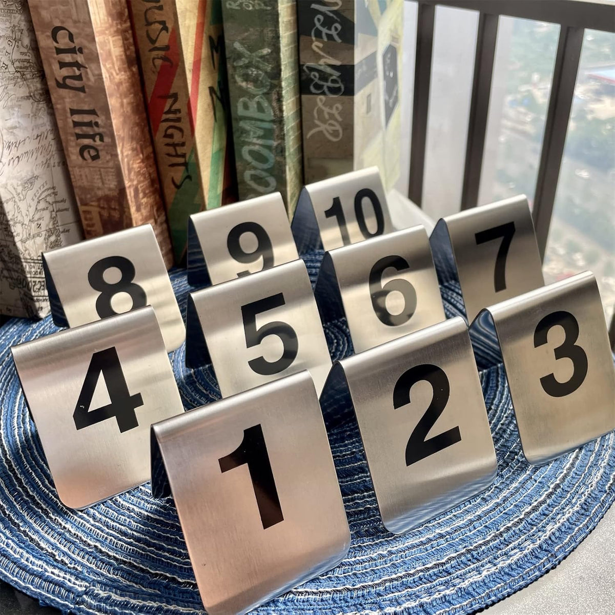 10 Pcs Metal Place Cards Stackable Tent Style Table Numbers，Place Card Holders for Celebration