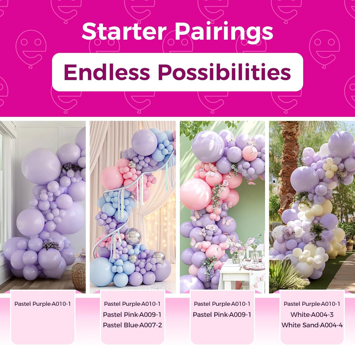 Bezente Pastel Purple Latex Party Balloons - 8 Pack 36 inch Large Thick Lavender Light Purple Lilac