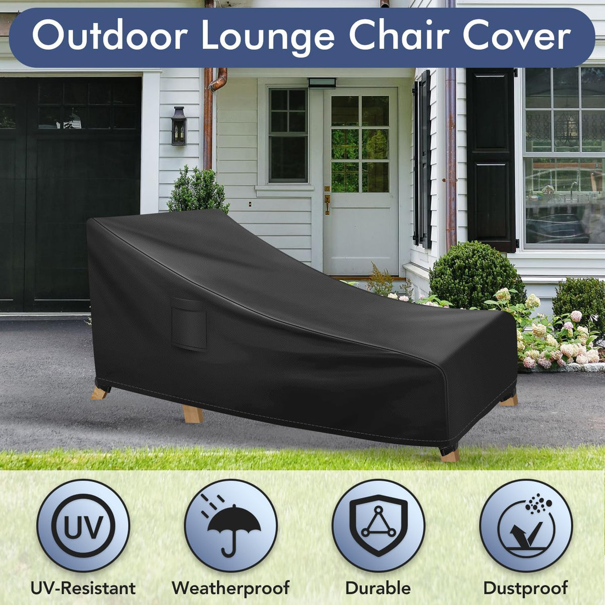 Chaise Lounge Covers Outdoor Waterproof, Heavy Duty Patio Furniture Covers, Fits up to 78L x 34W x