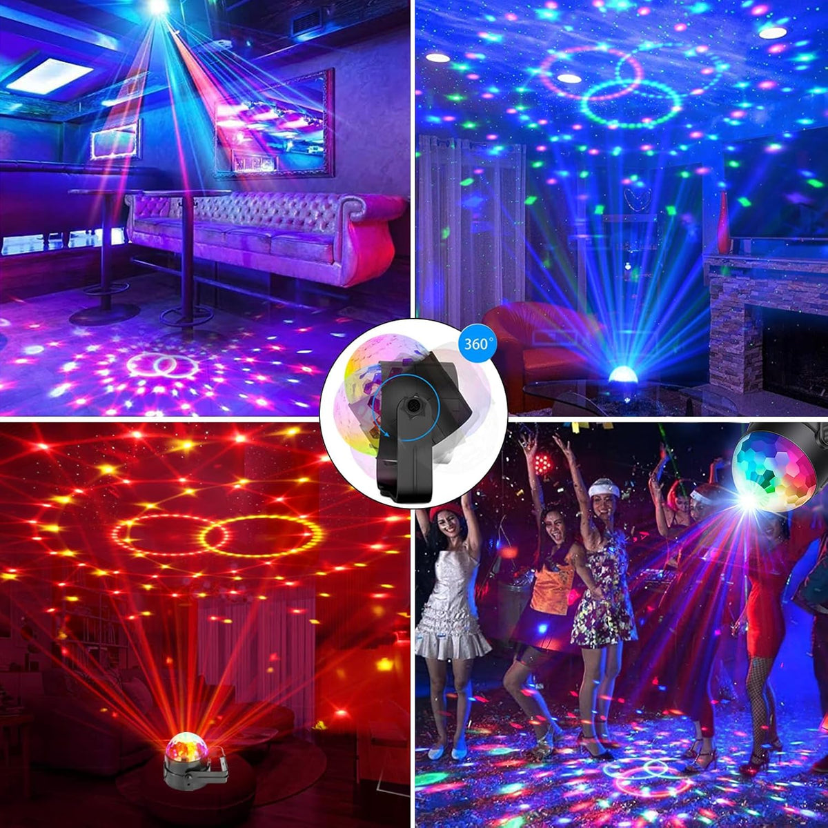 Party Disco Ball Dj Dance Lights Disco Strobe Rave Sound Activated Projector Effect Stage Light