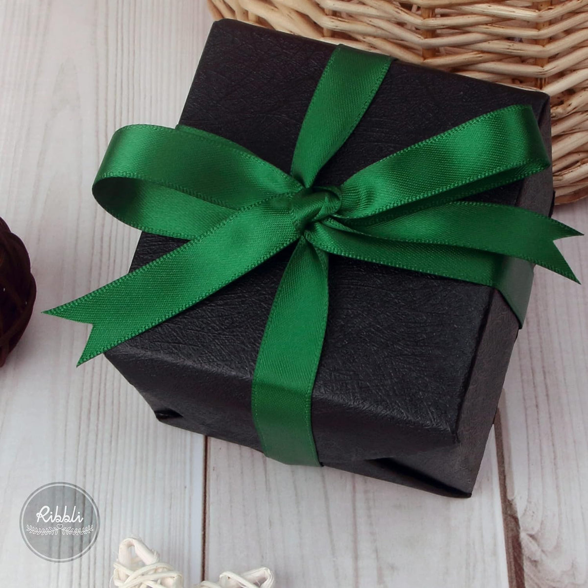 Ribbli Forest Green Double Faced Satin Ribbon,1/2 Inch x Continuous 25 Yards,Use for Craft Bows