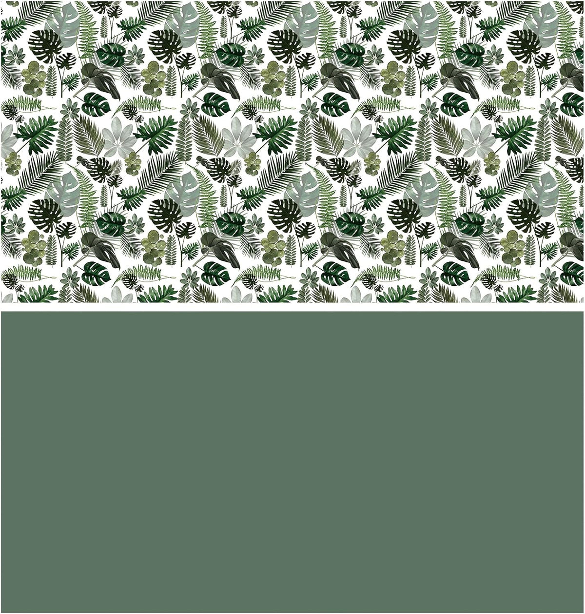 WRAPAHOLIC Reversible Tropical Wrapping Paper - Mini Roll - 17 Inch X 33 Feet - Green Monstera Leaf